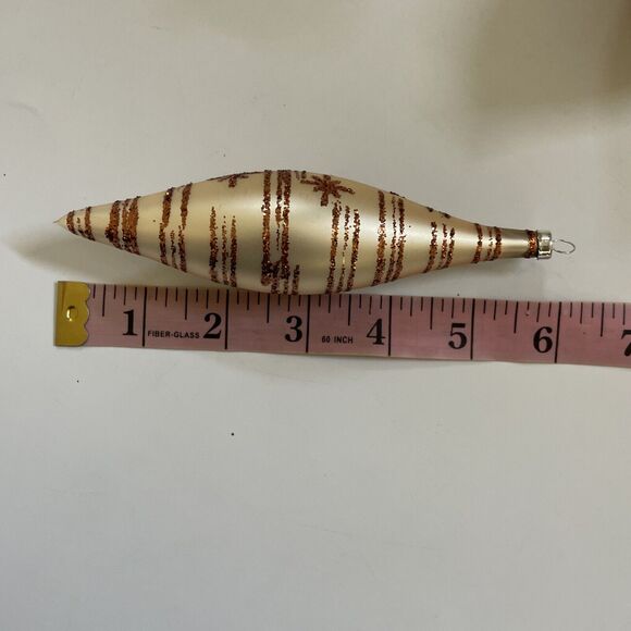 Set 6 Vintage Teardrop Blown‎ Glass Ornaments Glitter Old Worlde Christmas READ - Picture 10 of 11